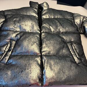 ASOS Shimmering Silver Sequin Puffer Jacket